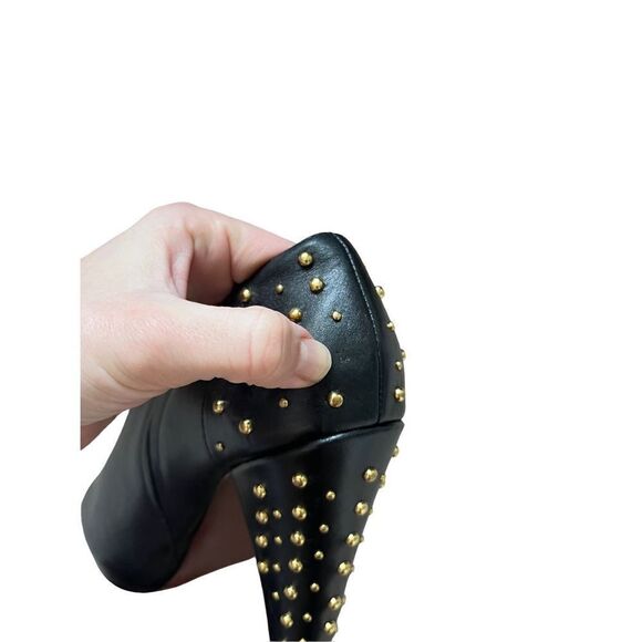 Steve Madden Studded Peep Toe Black Leather High Heel Booties size 10 - Picture 3 of 15
